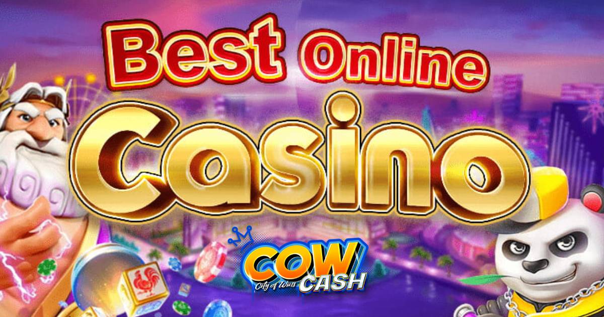 Main banner showing COWCASH platform with mobile gameplay and GCash integration